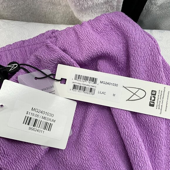 Minkpink Lilac Unity Textured Pants Womens Medium Australia Wide Leg - Picture 3 of 9